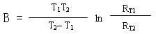 Calculation formula of thermistor B value