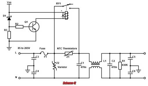 Relay reduces NTC thermistor power consumption circuit