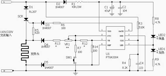 PT8A330x Steuerung keramisches elektrisches Heizelementsystem