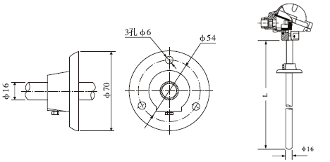 Dispositivo de montaje para termopar de brida móvil